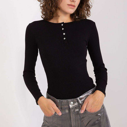 Elegant Striped Cotton Top with Dazzling Zircon Embellishments