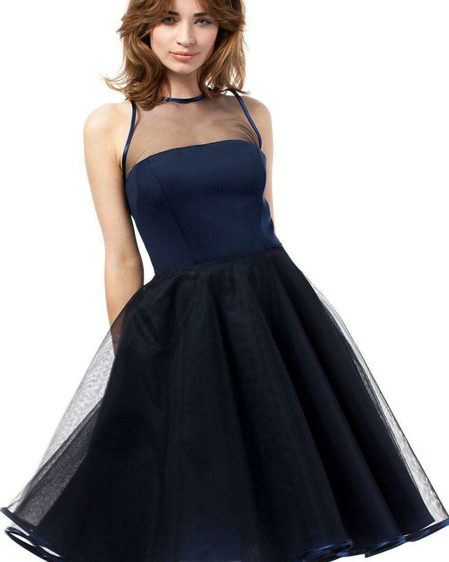 Glamorous Tulle-Trimmed Evening Gown with Velvet Waist Detail