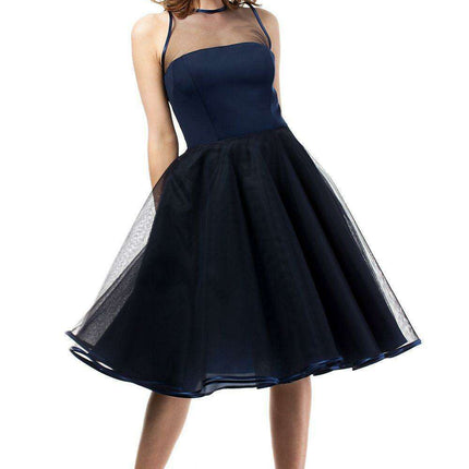 Glamorous Tulle-Trimmed Evening Gown with Velvet Waist Detail