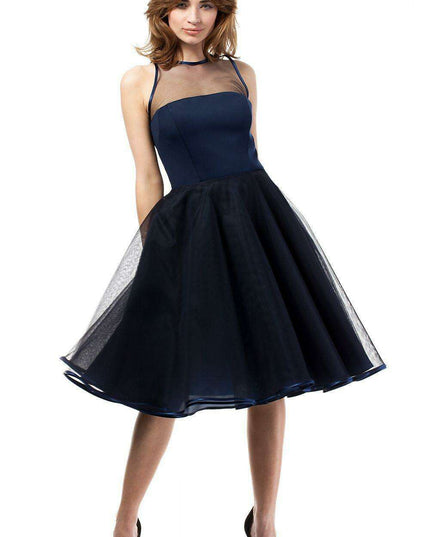 Glamorous Tulle-Trimmed Evening Gown with Velvet Waist Detail