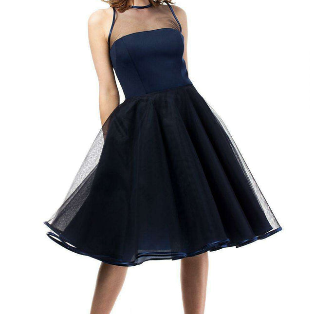 Glamorous Tulle-Trimmed Evening Gown with Velvet Waist Detail