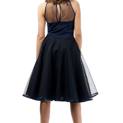 Glamorous Tulle-Trimmed Evening Gown with Velvet Waist Detail