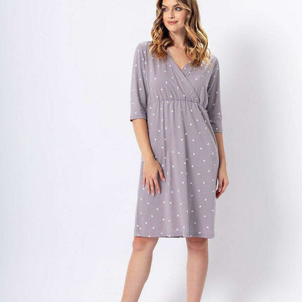 Charming Heart Print Nursing Nightshirt for Moms