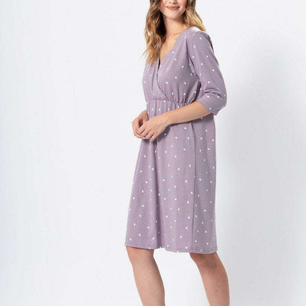 Charming Heart Print Nursing Nightshirt for Moms