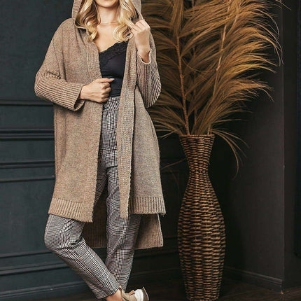Trendy Oversized Hooded Knit Cardigan