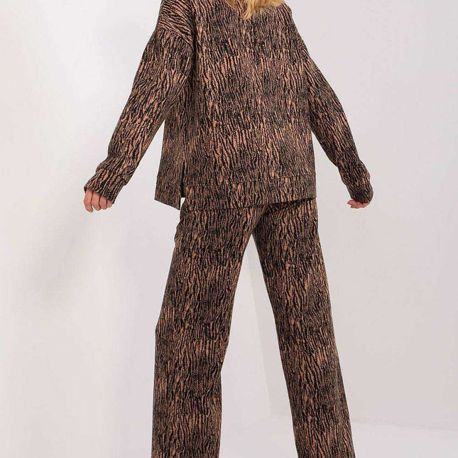 Playful Elegance Heartneck Sweatshirt and Wide-Leg Pants Set