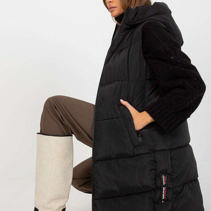 Stylish Down Quilted Hooded Vest with Zippered Pockets - Gilet NM - Cozy and Functional