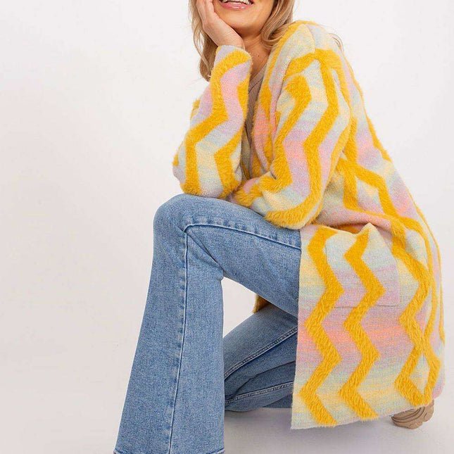 Stylish Geometric Print Wrap Sweater