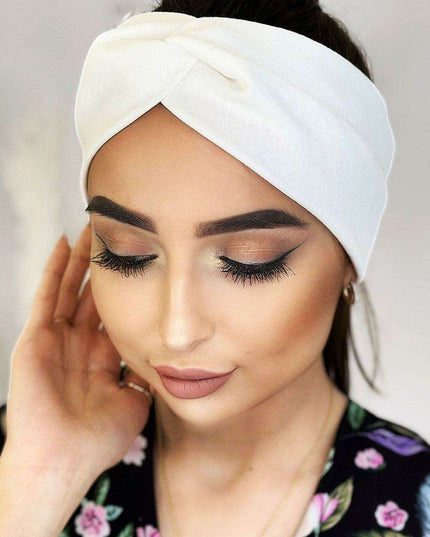 Elegant Knitted Cotton Headband With Stylish Knot For Winter