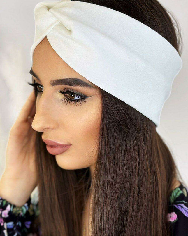 Elegant Knitted Cotton Headband With Stylish Knot For Winter