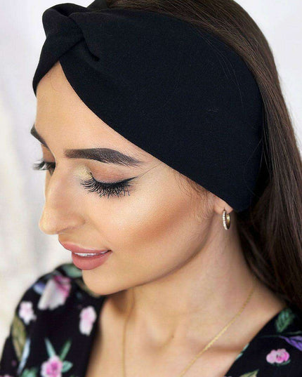 Elegant Knitted Cotton Headband With Stylish Knot For Winter