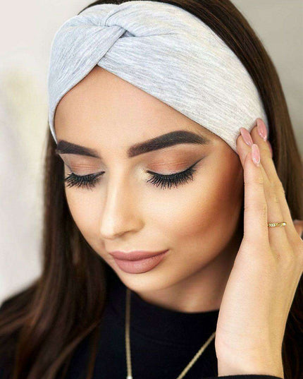 Elegant Knitted Cotton Headband With Stylish Knot For Winter