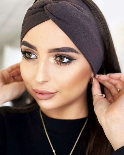 Elegant Knitted Cotton Headband With Stylish Knot For Winter