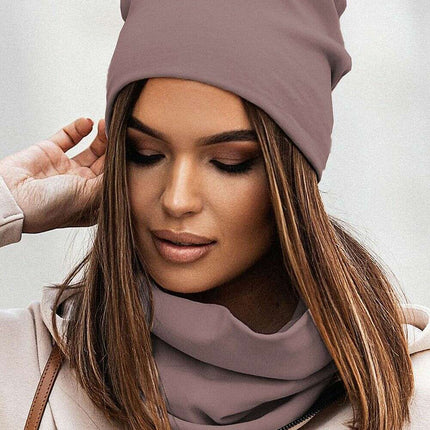 Snug Cotton Beanie and Neck Warmer Set Cozy Winter