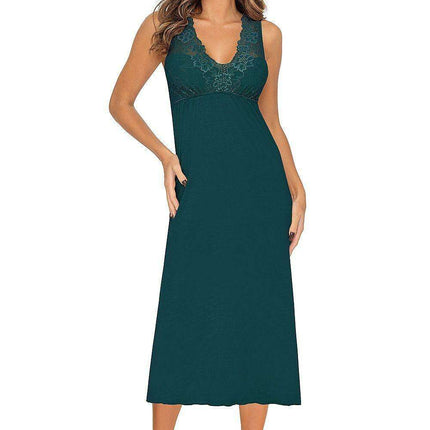 Ethereal Lace-Trimmed Nightgown with Floral Embellishments