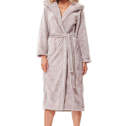 Elegant Glitter-Embellished Hooded Bathrobe with Functional Pockets