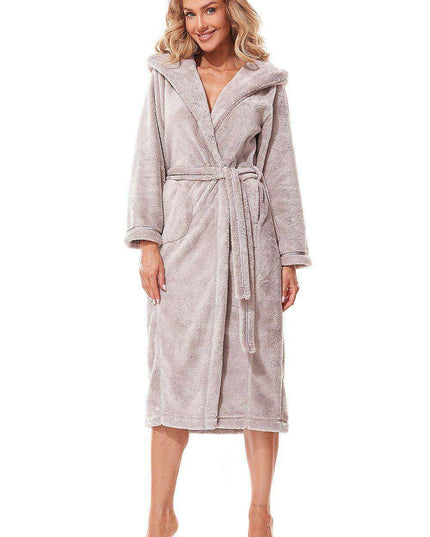Elegant Glitter-Embellished Hooded Bathrobe with Functional Pockets