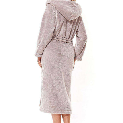 Elegant Glitter-Embellished Hooded Bathrobe with Functional Pockets