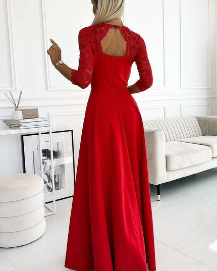 Chic Black Lace Evening Gown by Numoco