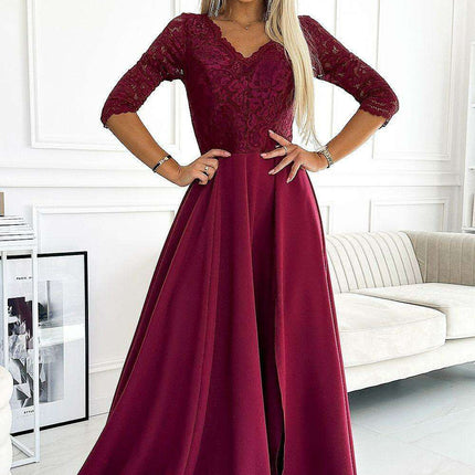 Chic Black Lace Evening Gown by Numoco