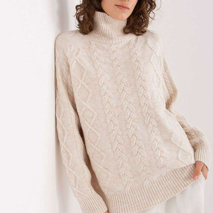 Plaid Patterned Turtleneck Sweater