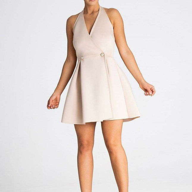 Chic Asymmetrical Button-Front Foam Evening Dress