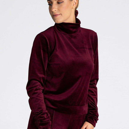 Elegant Velour Turtleneck Pullover for Women