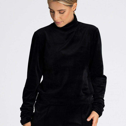 Elegant Velour Turtleneck Pullover for Women