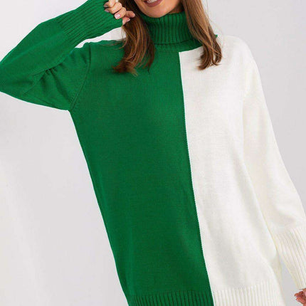 Chic Two-Tone Turtleneck Sweater for Effortless Elegance