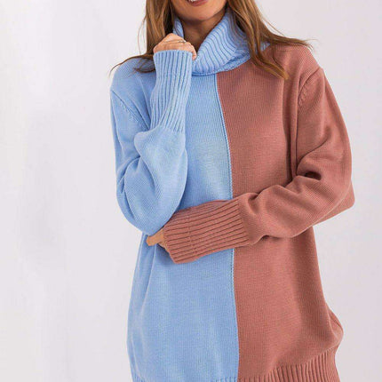 Chic Two-Tone Turtleneck Sweater for Effortless Elegance