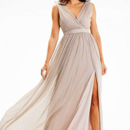 Enveloping Elegance Mesh Maxi Dress