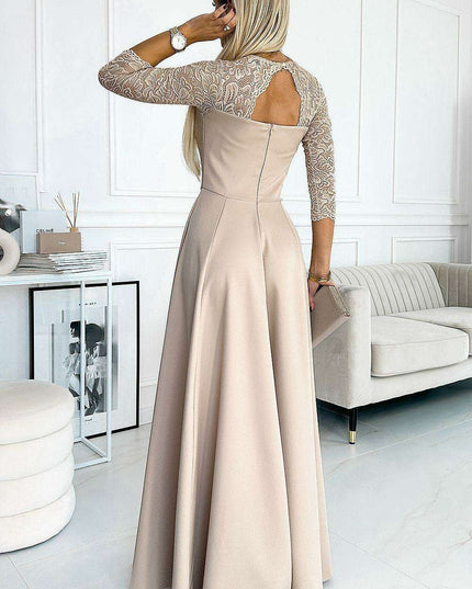 Chic Black Lace Evening Gown by Numoco