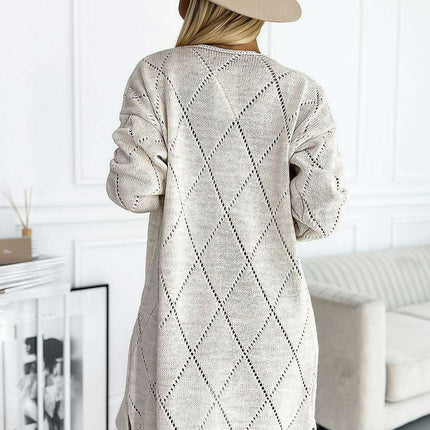 Warm Beige Crochet Sweater Cardigan Made in Europe