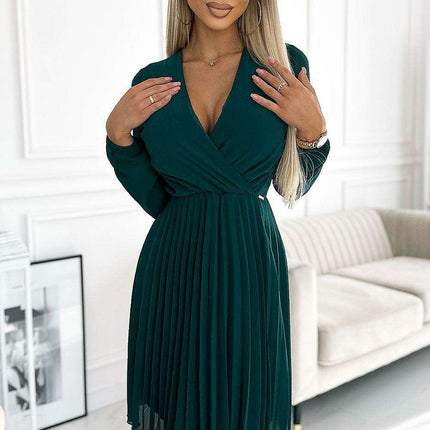 Enchanting Dark Green Chiffon Evening Dress by Numoco