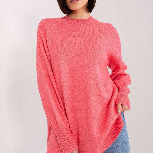 Elegant Acrylic Long Sleeve Round Neck Sweater for Women