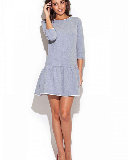 Elegant Frill-Embellished Cotton Mini Dress for Women by Katrus