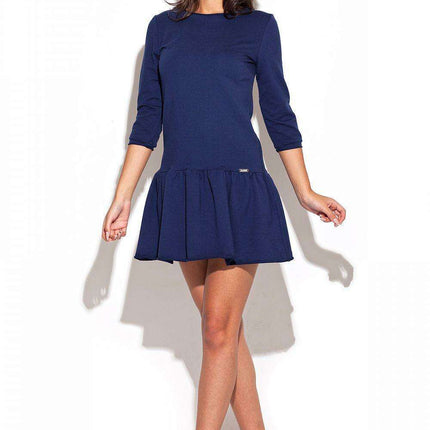 Elegant Ruffle-Cut Cotton Mini Dress - Classic Charm