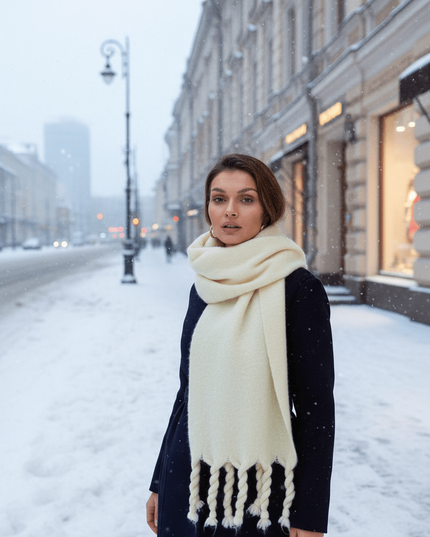 Tassel-Trimmed Cozy Winter Wrap - Stylish Versatile Scarf