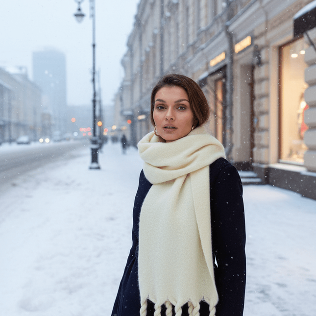 Tassel-Trimmed Cozy Winter Wrap - Stylish Versatile Scarf