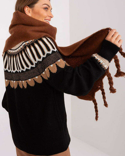 Tassel-Trimmed Cozy Winter Wrap - Stylish Versatile Scarf