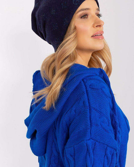 Glamorous Rhinestone-Embellished Cashmere Winter Beanie Hat