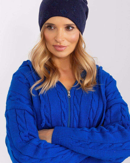 Glamorous Rhinestone-Embellished Cashmere Winter Beanie Hat