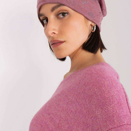 Glamorous Rhinestone-Embellished Cashmere Winter Beanie Hat