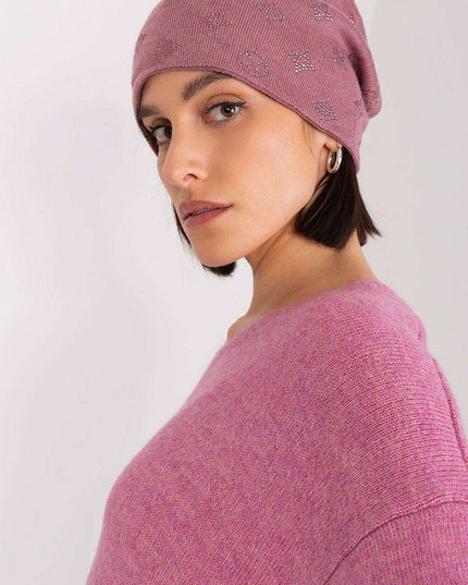 Glamorous Rhinestone-Embellished Cashmere Winter Beanie Hat
