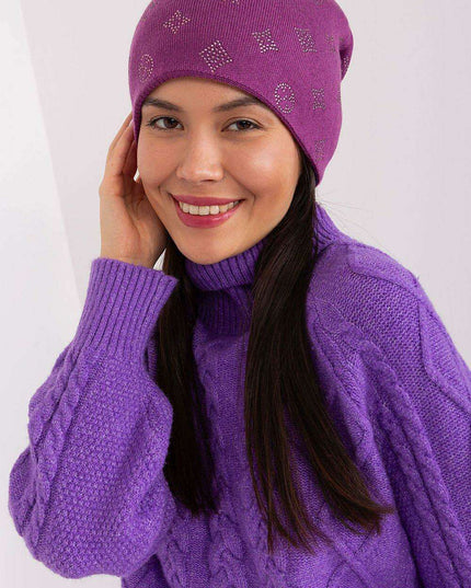 Glamorous Rhinestone-Embellished Cashmere Winter Beanie Hat