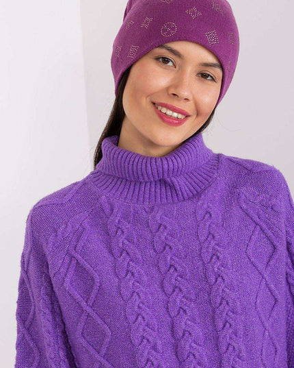 Glamorous Rhinestone-Embellished Cashmere Winter Beanie Hat