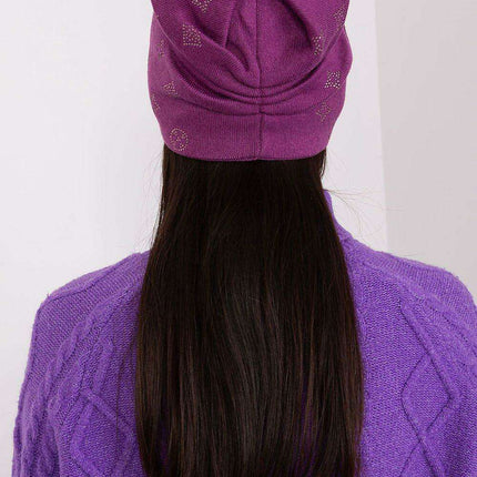 Glamorous Rhinestone-Embellished Cashmere Winter Beanie Hat