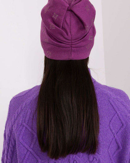 Glamorous Rhinestone-Embellished Cashmere Winter Beanie Hat