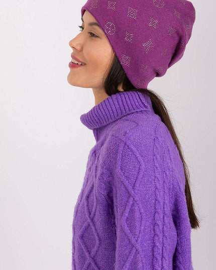 Glamorous Rhinestone-Embellished Cashmere Winter Beanie Hat