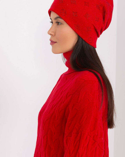 Glamorous Rhinestone-Embellished Cashmere Winter Beanie Hat